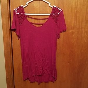 Maroon maurices lace shoulder top